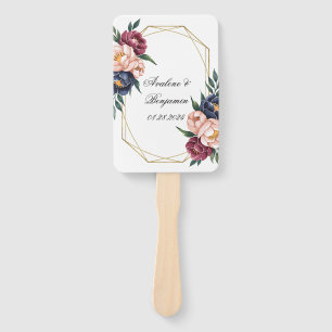 Hochzeit der Navy Burgundy Blush Pink Peony Fächer