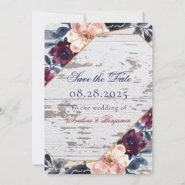 Hochzeit der Navy Burgundy Blush Pink Peony Save The Date