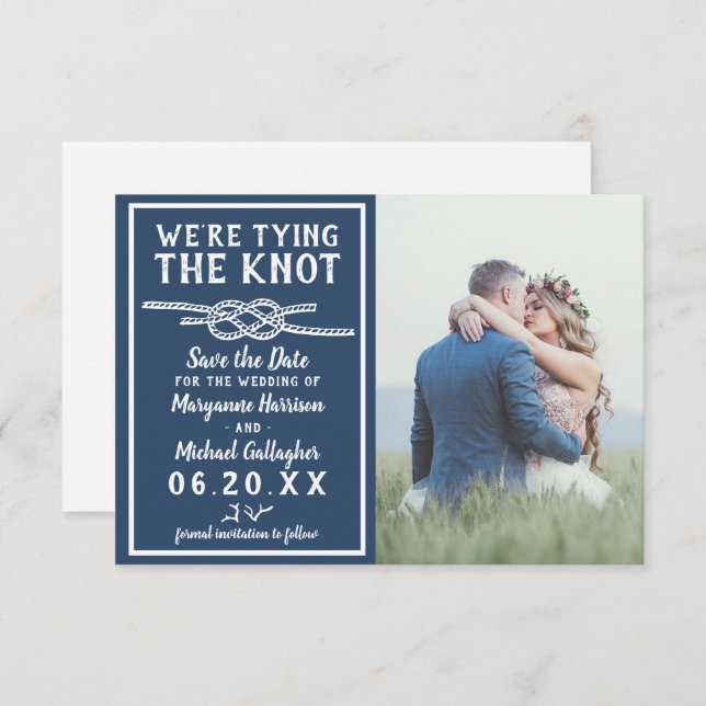 Hochzeit der Navy mit dem bekannten simplen nautis Save The Date (Vorne/Hinten)