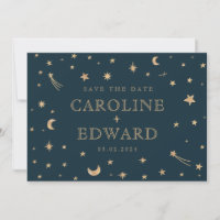 Hochzeit der Navy Mystical Gold Stars Moon Astrono