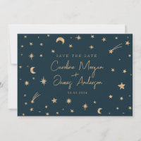 Hochzeit der Navy Mystical Gold Stars Moon Astrono