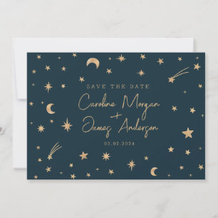 Hochzeit der Navy Mystical Gold Stars Moon Astrono Einladung