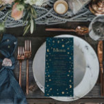 Hochzeit der Navy Mystical Gold Stars Moon Astrono Menükarte<br><div class="desc">Hochzeit der Navy Mystical Gold Stars Moon Astronomie</div>