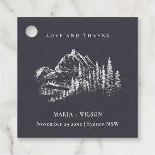 Hochzeit der Navy Pine Woods Mountain Kraft Geschenkanhänger