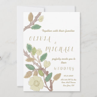 Hochzeit der personalisierten Fall Tree Gold Zweig Einladung