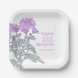 Hochzeit der Purpurblumen Pappteller