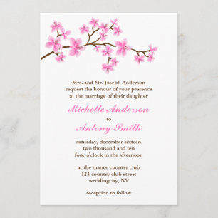 Hochzeit der rosa Kirschblüten Einladung