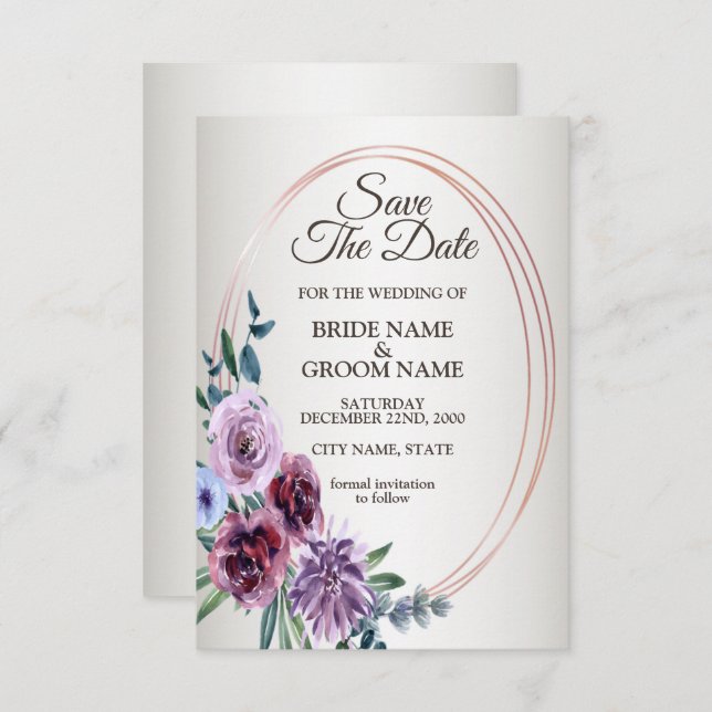 Hochzeit der rosa roten Flora Save The Date (Vorne/Hinten)