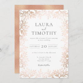 Hochzeit der Rose Gold Floral Border Typografy Einladung