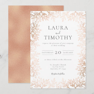 Hochzeit der Rose Gold Floral Border Typografy Einladung