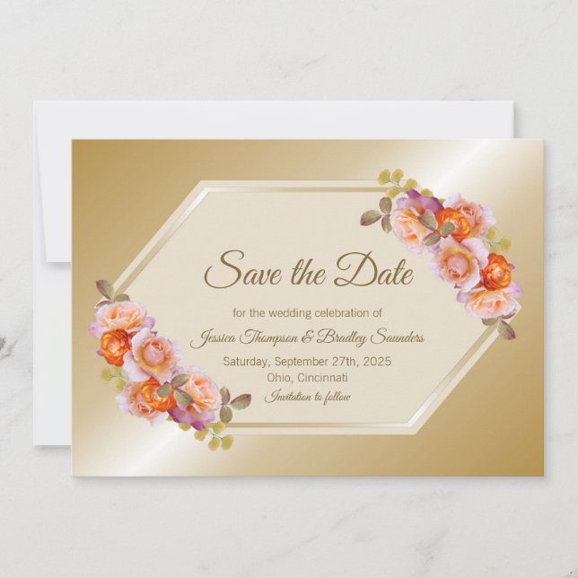 Hochzeit der Rose Gold Save The Date (Vorderseite)
