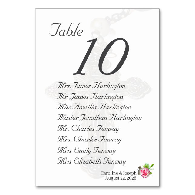 Hochzeit der Rose Tischnummer (Vorderseite)