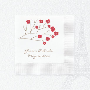 Hochzeit der Roten Kirsche der Baumzweigung Serviette