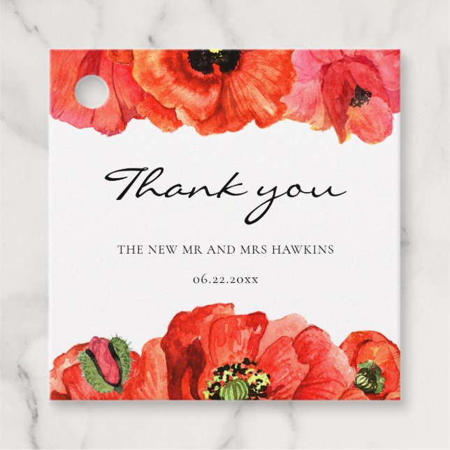 Hochzeit der Roten Popper Geschenkanhänger (Vorderseite)