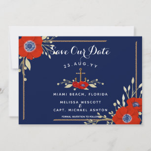 Hochzeit der roten weißen und blauen Marine Save The Date
