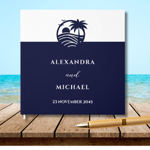 Hochzeit der schicken Marine und der weißen Palmen Gästebuch