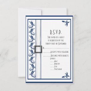 Hochzeit der schlichten Marine in Blau und Weiß R. RSVP Karte