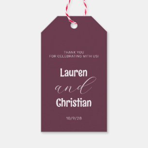 Hochzeit der Schrift Plum Square Geschenkanhänger