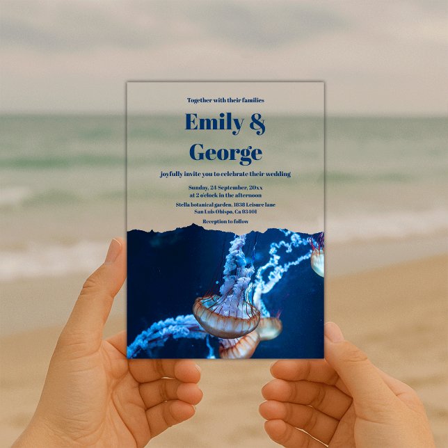 Hochzeit der Seestreitkräfte unter der Meeresquall Acryleinladungen (Von Creator hochgeladen)