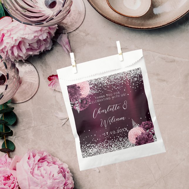 Hochzeit der Silberfloralen Burgund Geschenktütchen (Von Creator hochgeladen)