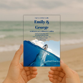 Hochzeit der Sommerküste des Whale Blue Underwater Acryleinladungen