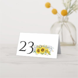 Hochzeit der Sonnenblume, Aquarellblau Wildblume Platzkarte