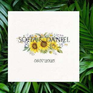 Hochzeit der Sonnenblume, Aquarellblau Wildblume Serviette