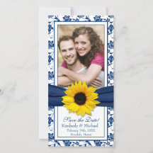 Hochzeit der Sonnenblume Navy Blauer Damaskus