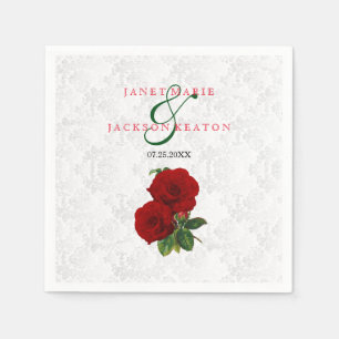Hochzeit der tiefen Rote Rose Serviette