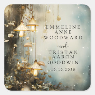 Hochzeit der verzauberten Wälder Quadratischer Aufkleber