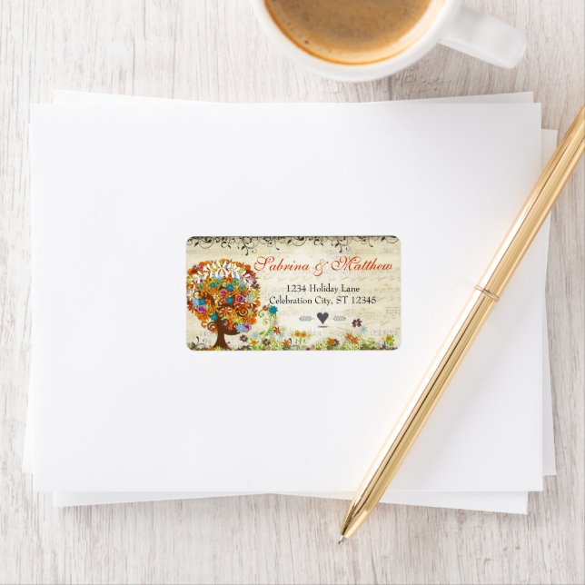 Hochzeit der verzauberten Waldseite Adressaufkleber (Insitu)