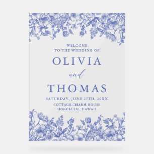 Hochzeit der Vintagen blauen Wildblume Acrylschild