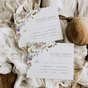 Hochzeit der Vintagen botanischen Wildblume Woodla RSVP Karte