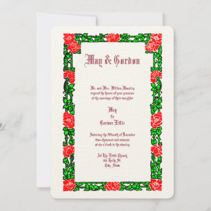 Hochzeit der Vintagen Rote Rose Einladung