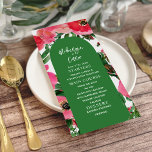 Hochzeit der Wasserfarbe Anemone Arch Menükarte<br><div class="desc">Aquarellfarbener Anemondesign mit grünem Bogen und weißem Text.</div>