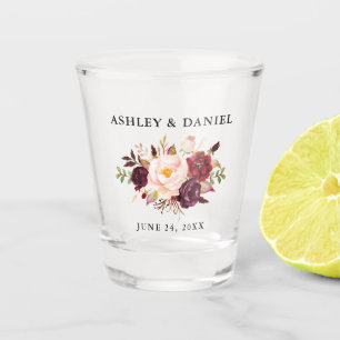 Hochzeit der Wasserfarbe Burgund Schnapsglas