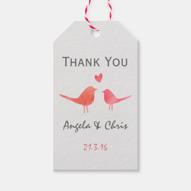 Hochzeit der Wasserfarbe Geschenkanhänger (Vorderseite)