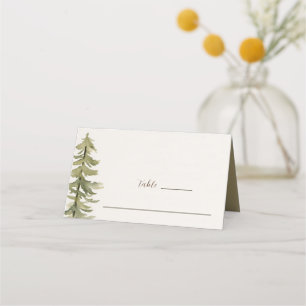 Hochzeit der Wasserfarben-Pine-Trees-Bibel Platzkarte