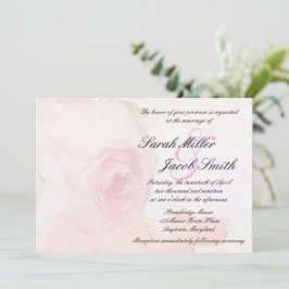 Hochzeit der Wasserfarbenblush-Rose Einladung