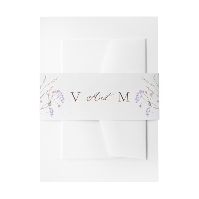 Hochzeit der Wasserfarbenfrühlings-Wildblume Einladungsbanderole (Vorderseite Beispiel)