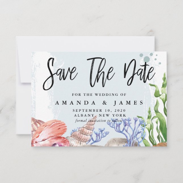 Hochzeit der Wasserfarbenküste Save The Date (Vorderseite)