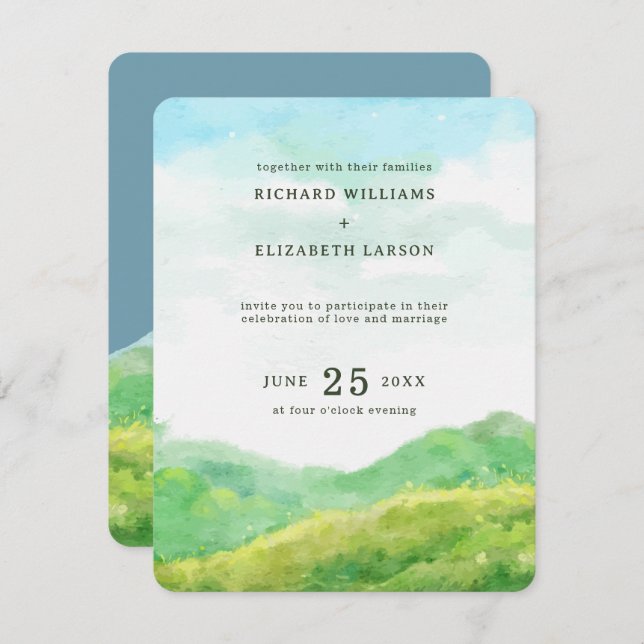 Hochzeit der Wasserfarbenwelt Einladung (Vorne/Hinten)