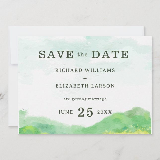 Hochzeit der Wasserfarbenwelt Save The Date (Vorderseite)