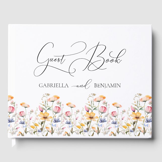 Hochzeit der Wasserfarbenwiese-Wildblume Gästebuch (Vorderseite)