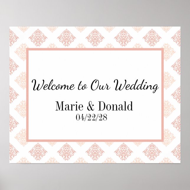 Hochzeit der weichen Peachy Blush Damask Poster (Vorne)