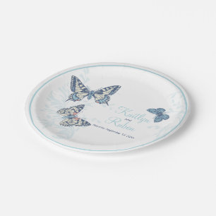 Hochzeit der weißen Korallen in Rosa Pappteller