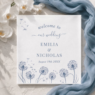 Hochzeit der weißen und blauen Wildblume Serviette