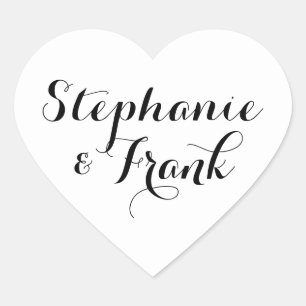 Hochzeit der weißen und schwarzen Kalligraphie Herz-Aufkleber