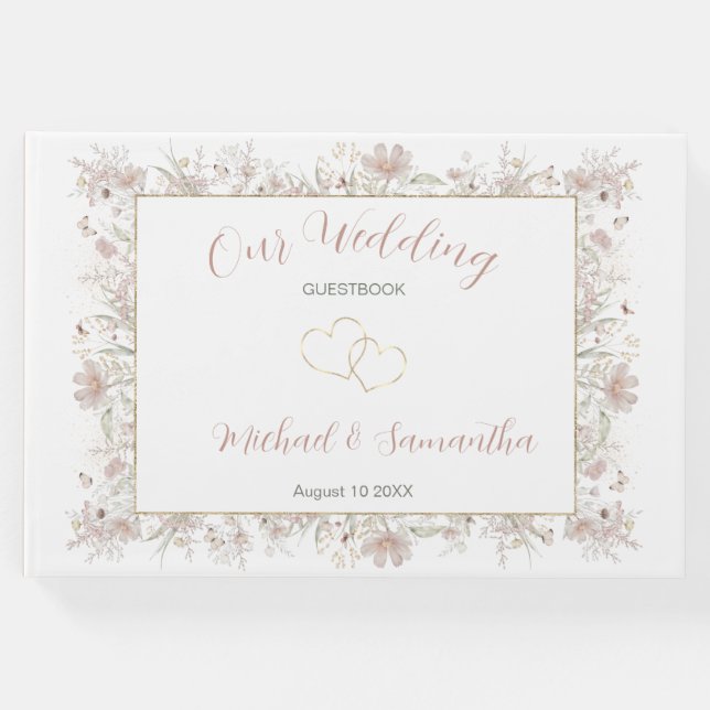 Hochzeit der Wildblume Blush and Sage Gästebuch (Vorderseite)