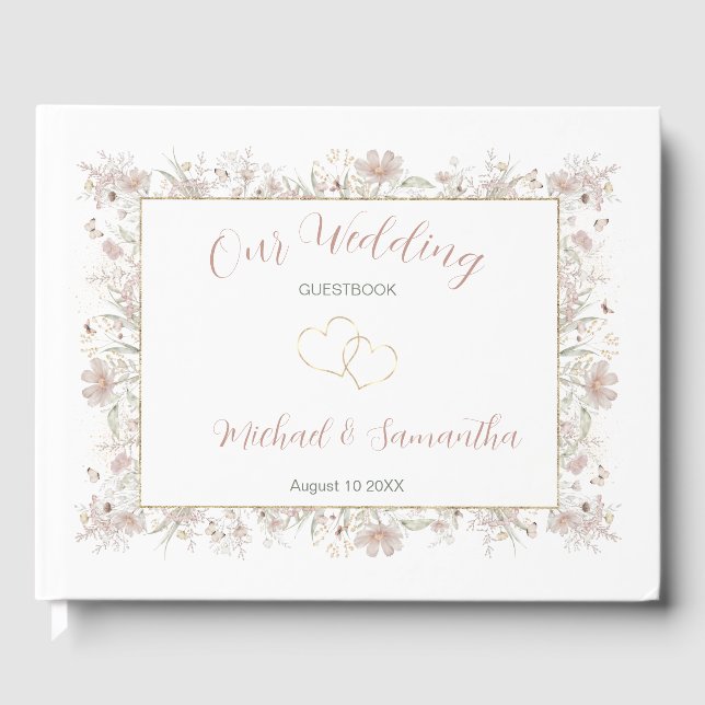 Hochzeit der Wildblume Blush and Sage Gästebuch (Vorderseite)